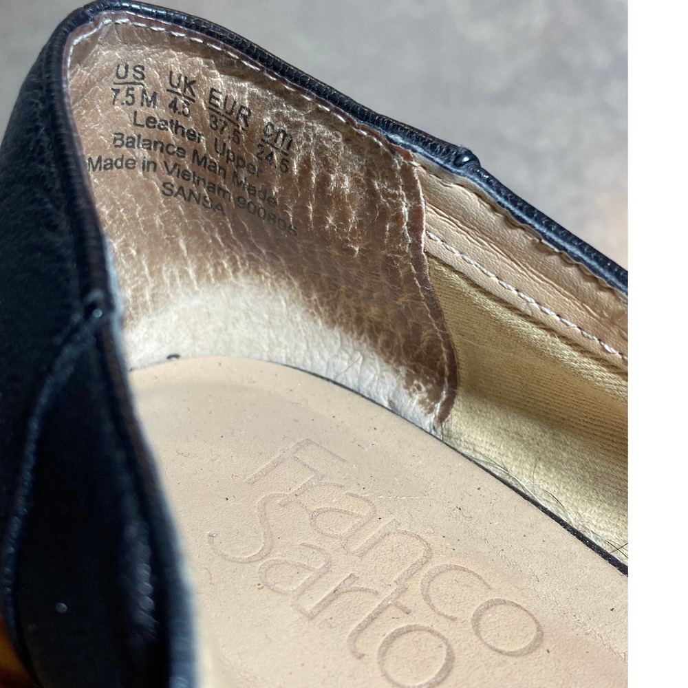 Franco Sarto Black Leather Pointed Toe Penny Loafers Women's 7.5M Silver Accent - Picture 7 of 7